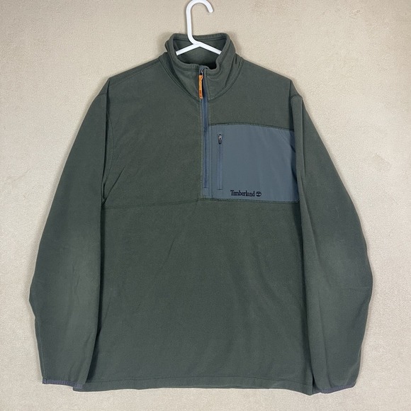 Timberland Other - Timberland Fleece Pullover Mens XL Quarter-Zip Olive Green Chest Pocket EUC